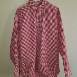 Checkered Plaid Shirt Red White Checks Tall Large
